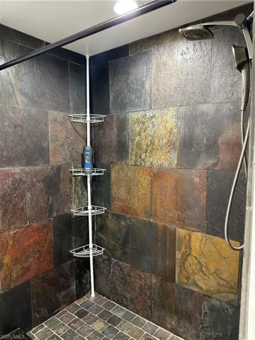 Bathroom with a tile shower