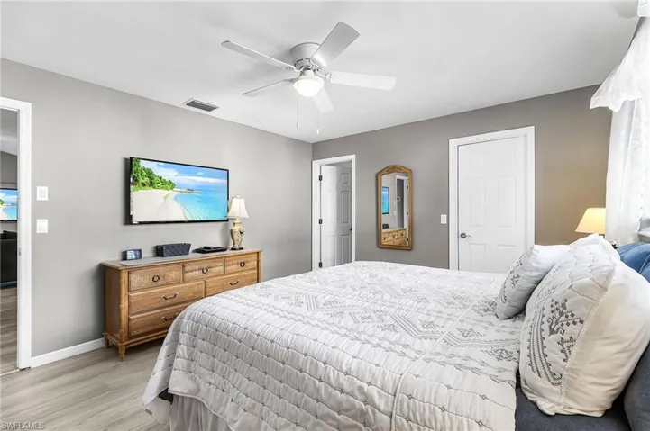 Primary Bedroom has large walk-in closet and tub/shower in the bath.