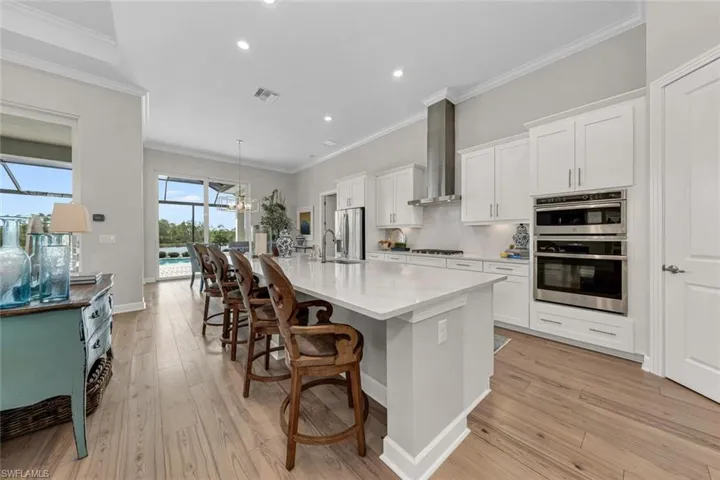 Quartz countertops and custom cabinets.