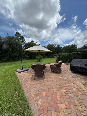 View of patio with area for grilling