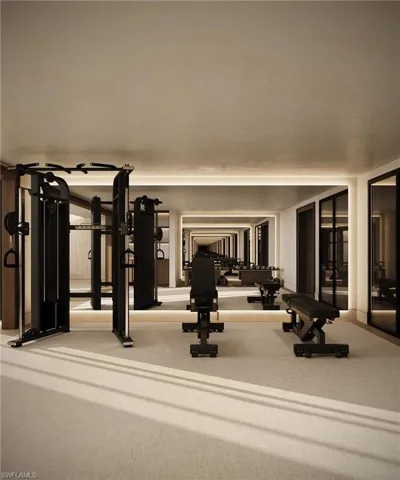 Cardio Work Out Space in Amenity Room  - Rendering