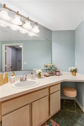 Plenty of counter space in guest bathroom