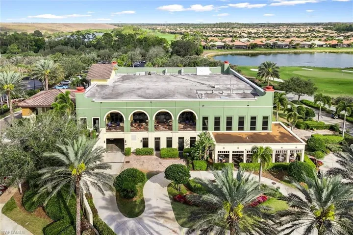 Bird's eye view of a large body of water and a golf course