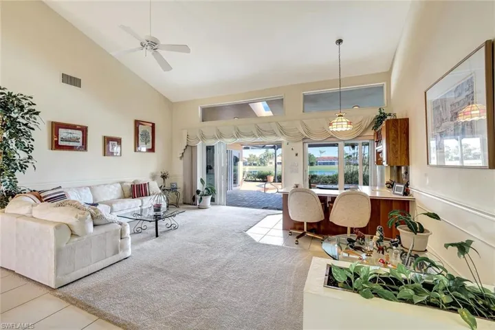 Living area with impact sliders to the lanai