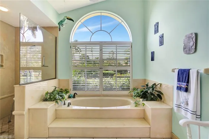 Tub overlooking front landscape