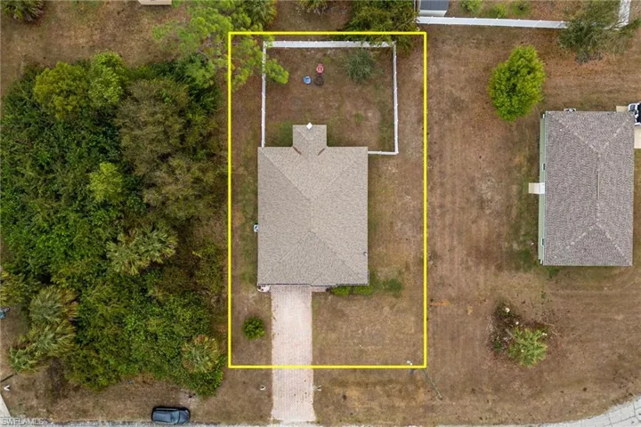 Aerial view of property's location with property boundaries highlighted