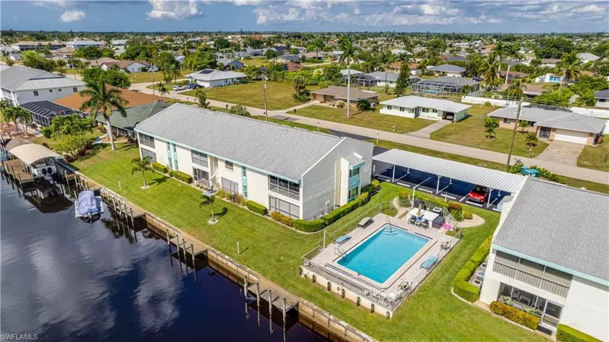 Drone / aerial view of a pool