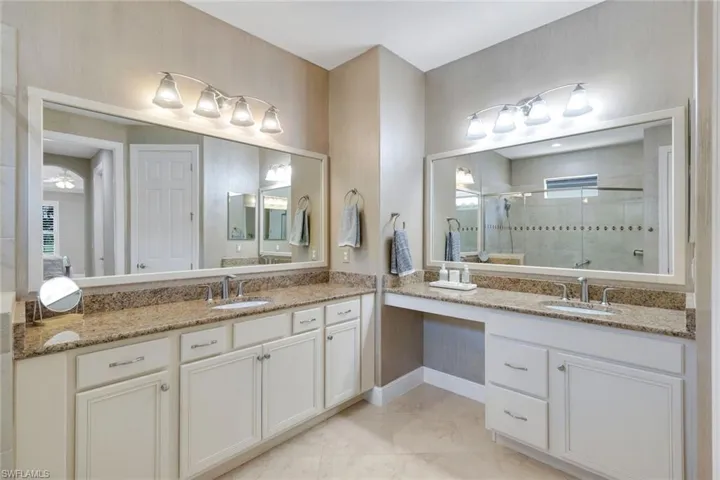 Primary Master Bathroom with make-up vanity and beautiful shower