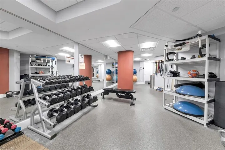Pic 2 - well positioned private personal Stretch Space behind Pillar as well as a variety of equipment options to enjoy!