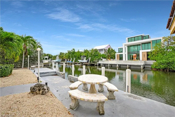 Dock area featuring a water view