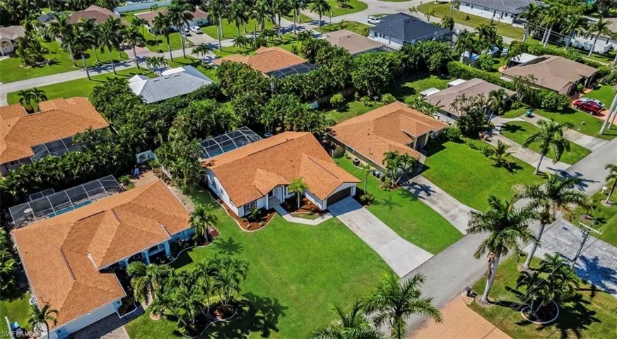Aerial perspective of suburban area