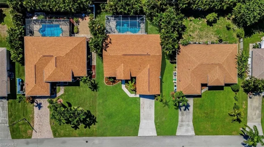 Drone / aerial view of a pool