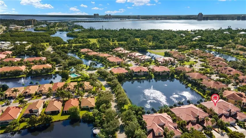 Aerial View of the pond and water feature