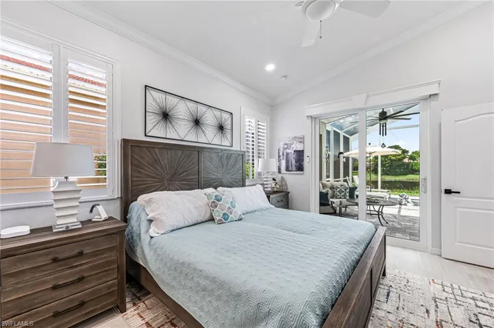 Primary Suite with new flooring and plantation shutters