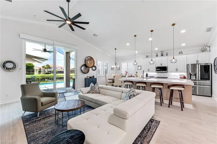 Open concept living with water views