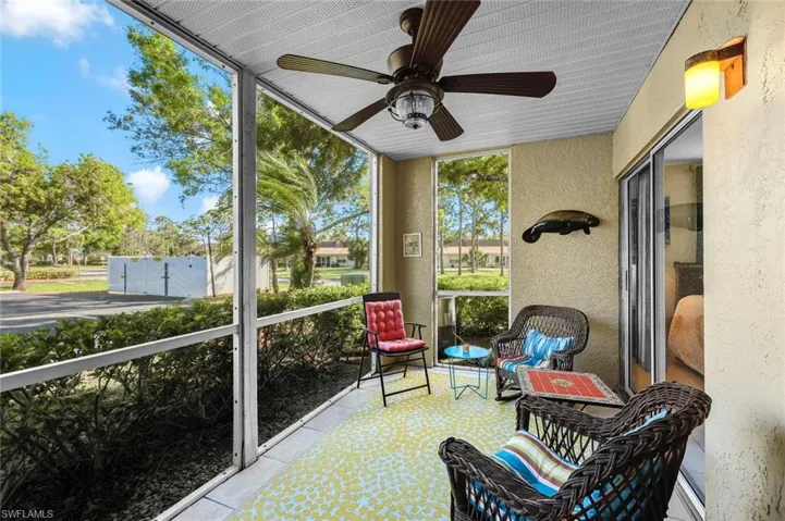 The lanai is the perfect spot to unwind, whether you're enjoying a glass of wine while watching the sunset or settling in with a good book, offering a peaceful and scenic setting for relaxation.