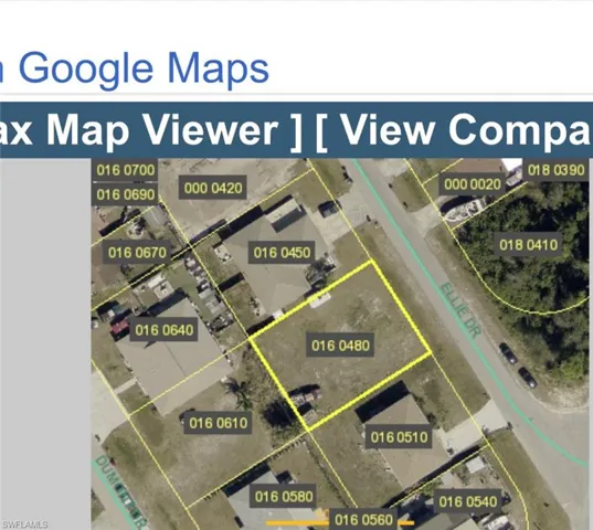 Tax Map. Displaying the property and surrounding parcels with identification numbers