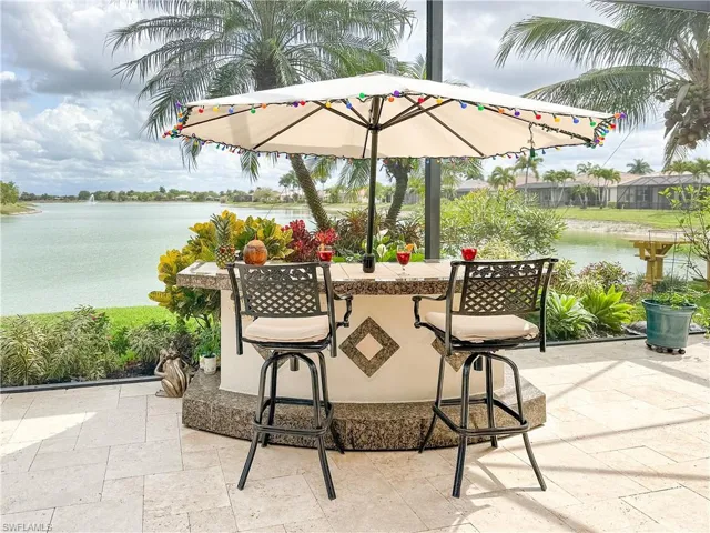 View of patio featuring a water view