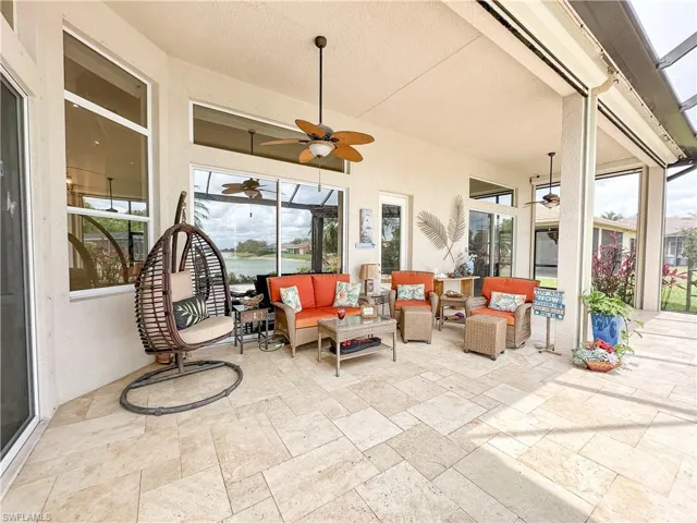 View of patio / terrace featuring an outdoor hangout area and a ceiling fan