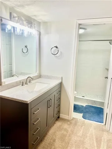 Primary bathroom featuring vanity and walk-in shower