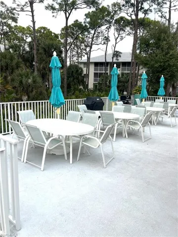 Tables in community clubhouse grilling area