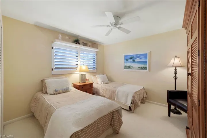 Bedroom III- 11'x 12'- Carpeted- Double Closet, Plantation Blinds