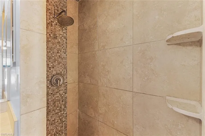 Bathroom view of tiled shower