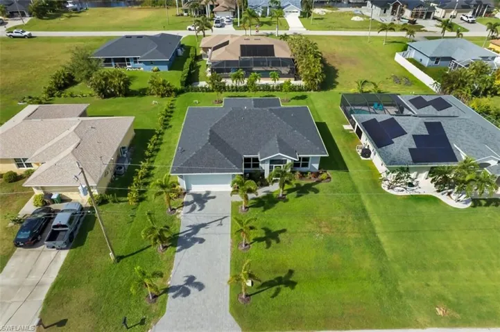 Aerial perspective of suburban area