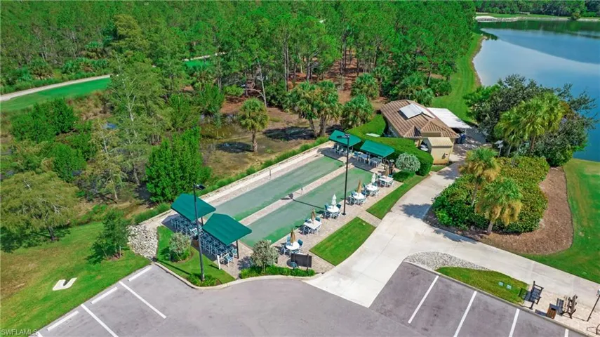 Bird's eye view of a nearby body of water