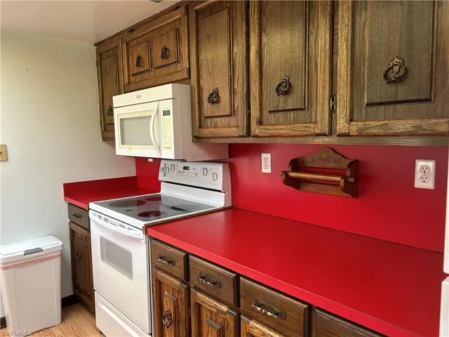 Kitchen, hand made cabinets, white appliances