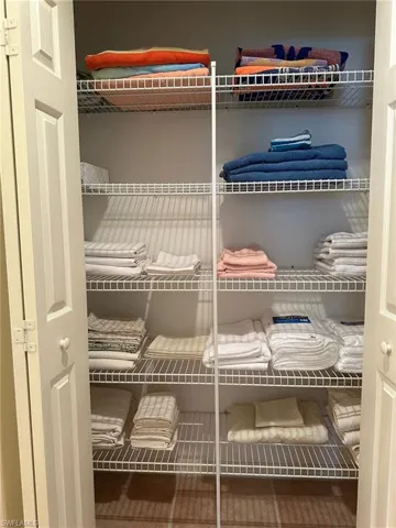 Nine sized linen closet great for storage of things other than linens!