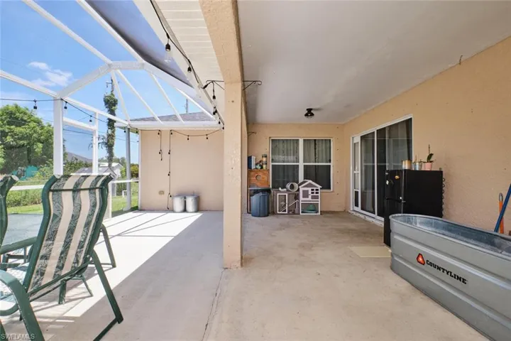 View of terrace with a lanai extended