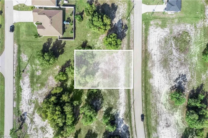 Top-down view of a private parcel ready for development.