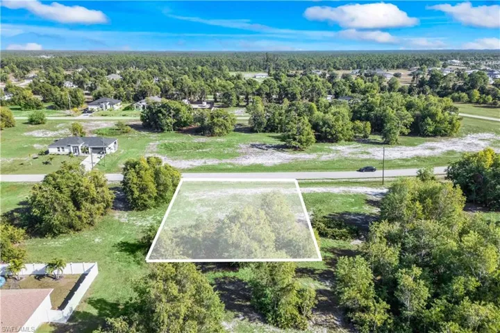 Overhead view capturing the generous, buildable lot.