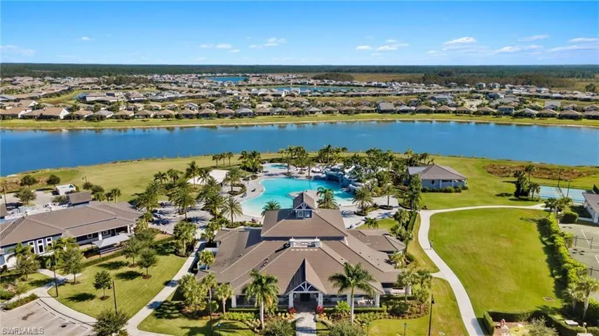Bird's eye view with a residential view and a water view