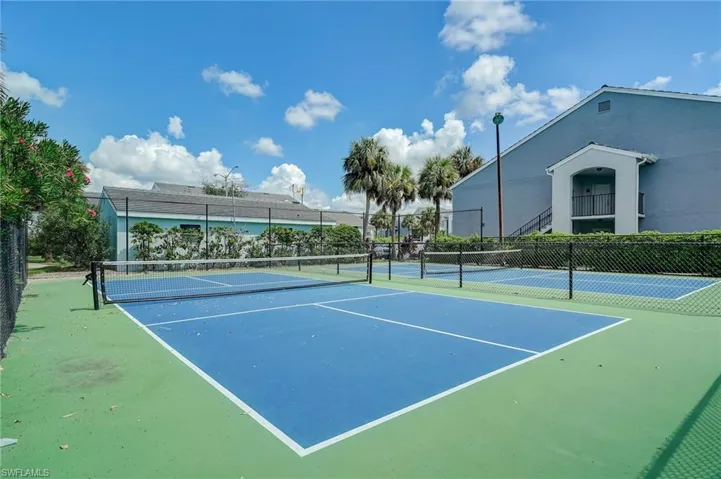 Outdoor recreation area featuring basketball and pickleball courts