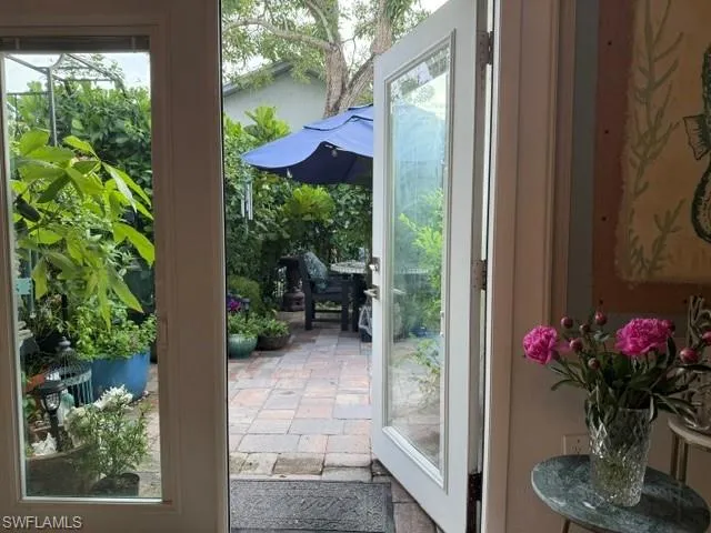 rear patio staged