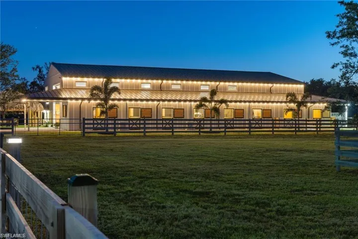 View of yard at dusk