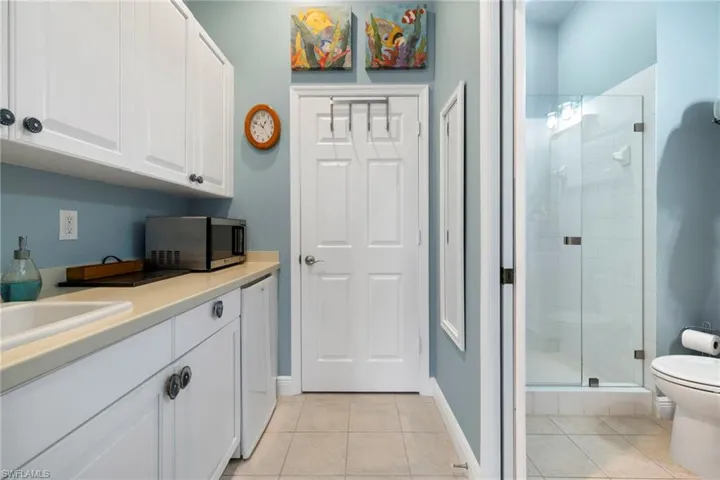 Guest kitchenette and closet and full bath. Guests can feel totally at home!