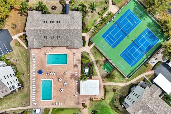 Drone / aerial view of a pool