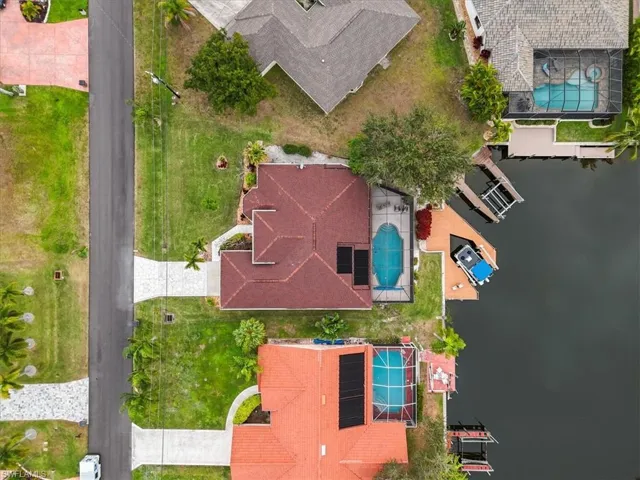 Aerial view of a pool