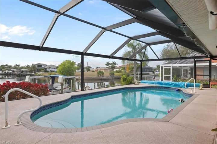 Swimming pool with a water view