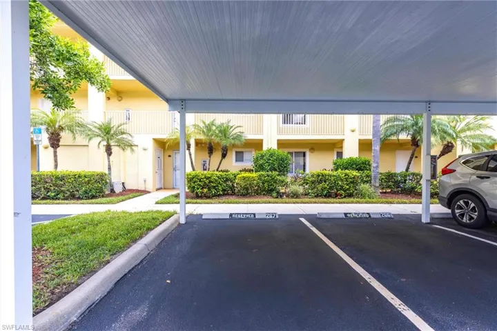 View of covered parking lot