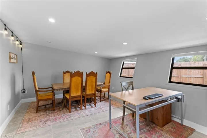 View of tiled dining area