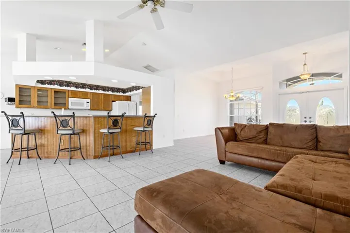 Living room and kitchen are open and connected