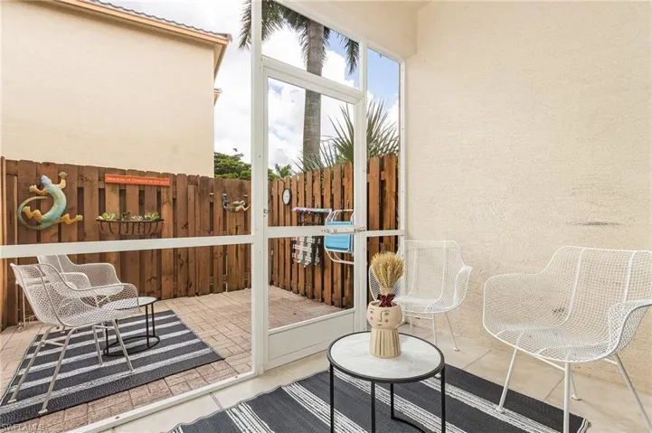 Private patio with gate to landscaped area