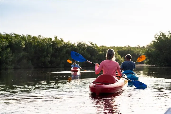 Bonita Bay features multiple dedicated areas for kayaking, highlighted by Spring Creek Park, which offers a, kayak launch, picnic areas, and, a playground. Residents also utilize the Riverwalk Park (which has canoe storage) and explore the waterways from the Estero Bay Park area.