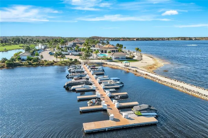 Bird's eye view of a nearby body of water