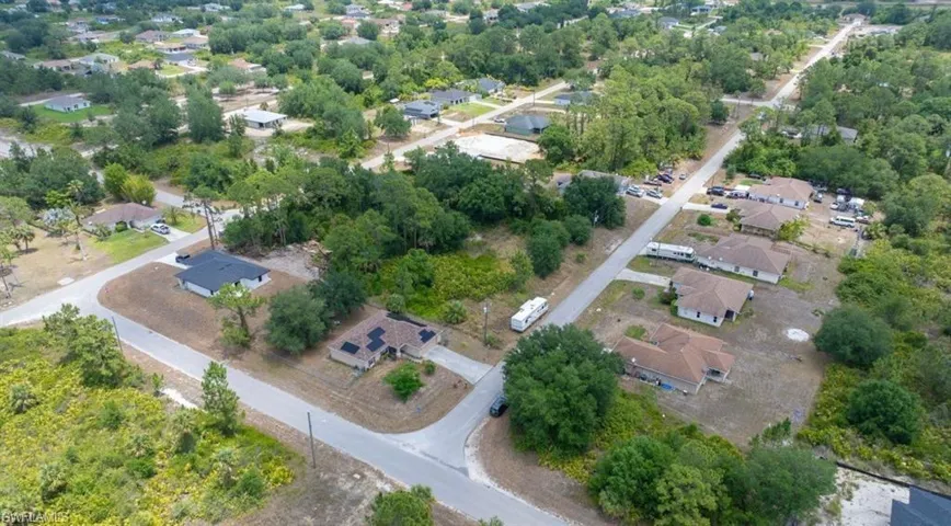 Aerial perspective of suburban area