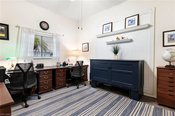 Office space with wood-type flooring